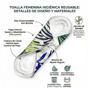 Set de toallas higiénicas de tela reutilizables con estampados coloridos de la marca Furas.