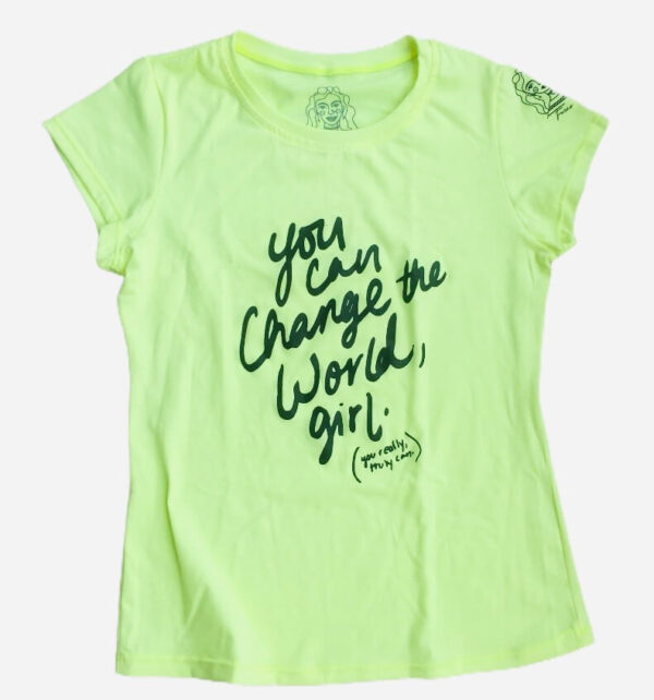 Camiseta para mujer amarilla Furas Colombia You Can Change the world girl